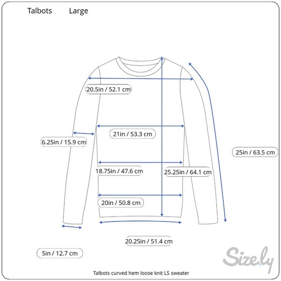 Talbots Curved Hem Long Sleeve Loose Knit Bright Blue Speckled Sweater Large - Picture 10 of 10